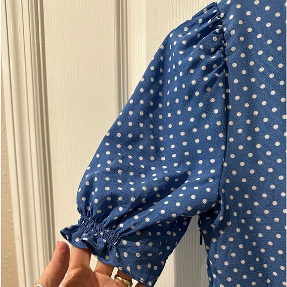 Kate Spade Cornflower Blue Tea Garden Toss Poplin Fit and Flare Dress - Picture 8 of 16